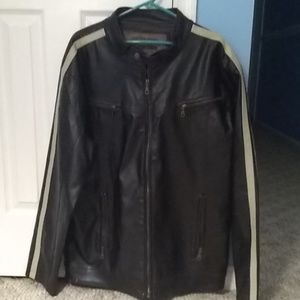 Men's brown faux leather coat